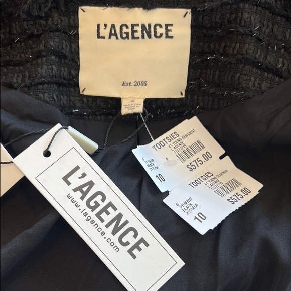 L'AGENCE Black Textured Women's Blazer - Picture 8 of 9